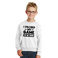 I Paused My Game to be Here - Youth Sweatshirt