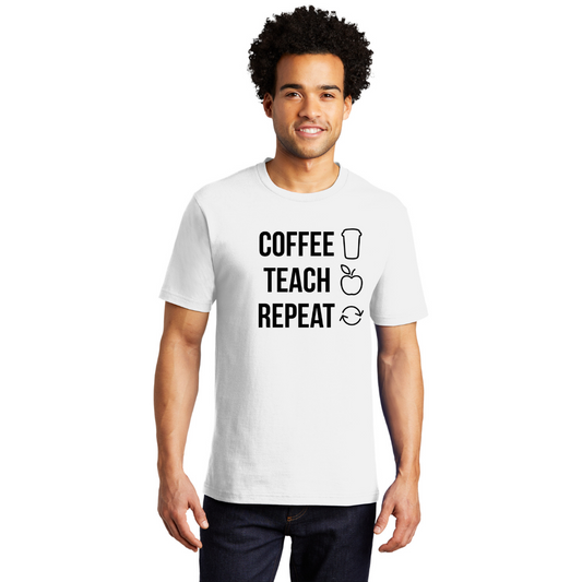 Coffee, Teach, Repeat Teacher T-Shirts