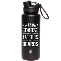 Awesome Dads have Tattoos and Beards - Water Bottle