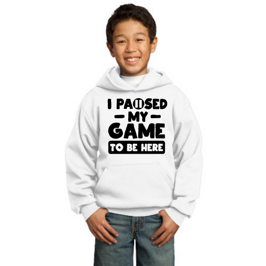 J'ai mis mon jeu en pause pour être ici - Sweat à capuche pour jeunes